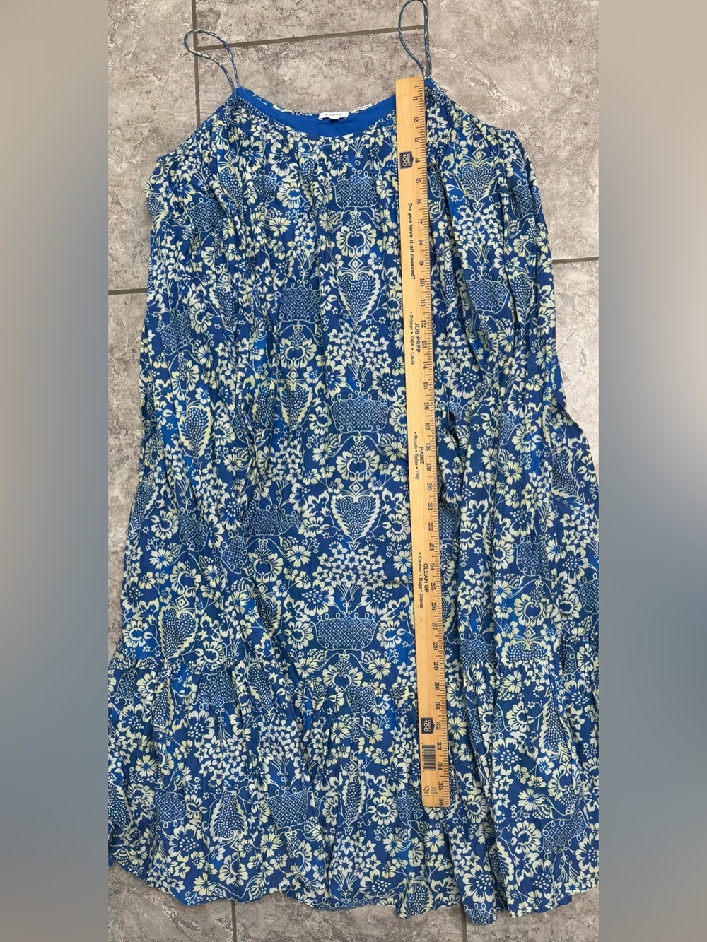 RHODE Lea Belted Blue and Cream Floral Cotton-Poplin Midi Dress XS - Picture 6 of 12